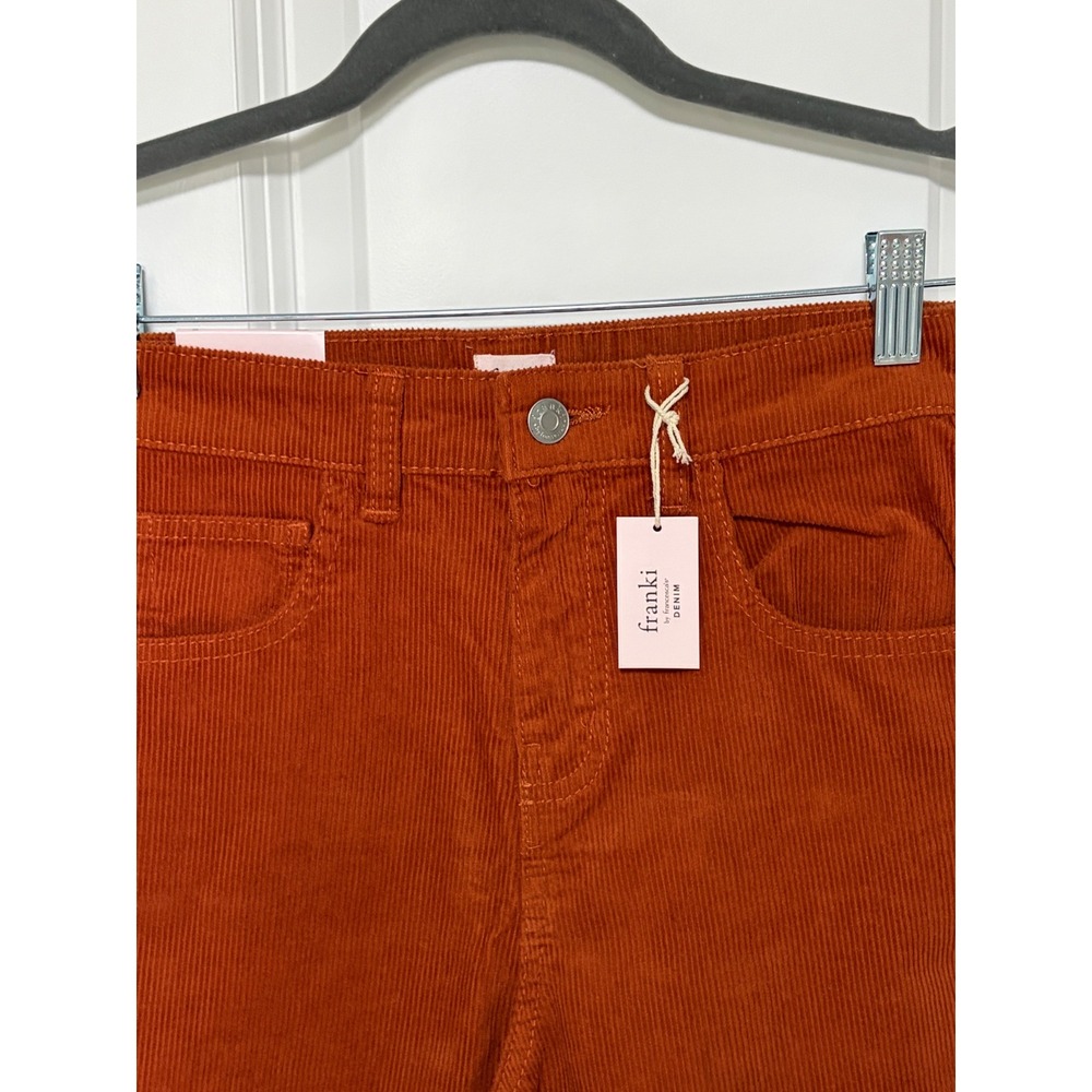 Franki by Francesca's Youth 12 Rust Orange Corduroy Ultra High Rise Mom Jeans - Picture 4 of 9